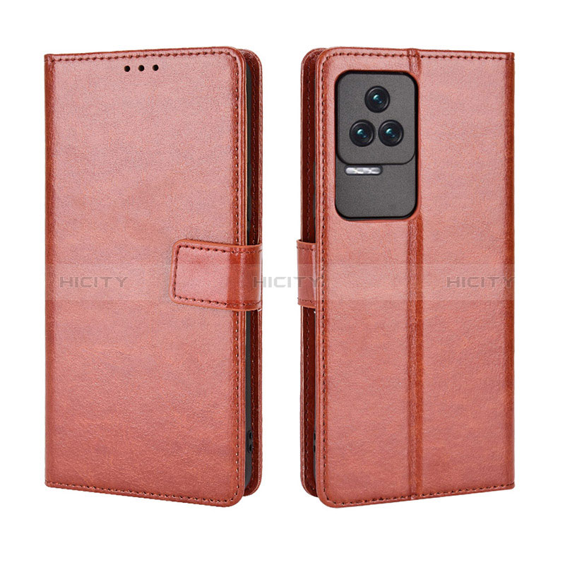 Funda de Cuero Cartera con Soporte Carcasa BY5 para Xiaomi Poco F4 5G Marron