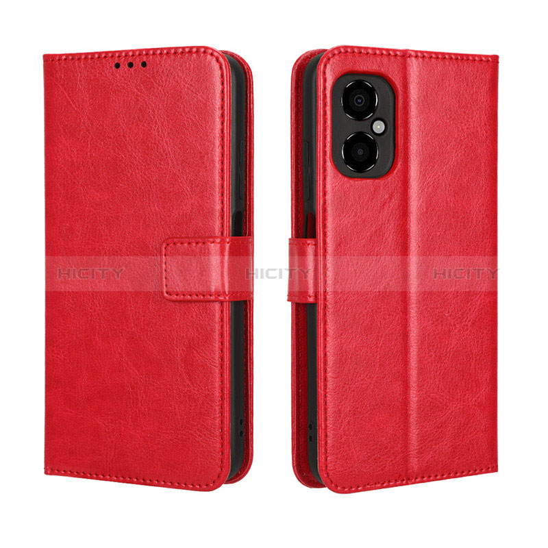 Funda de Cuero Cartera con Soporte Carcasa BY5 para Xiaomi Poco M4 5G Rojo