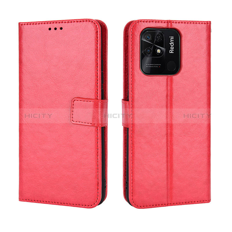 Funda de Cuero Cartera con Soporte Carcasa BY5 para Xiaomi Redmi 10 Power Rojo