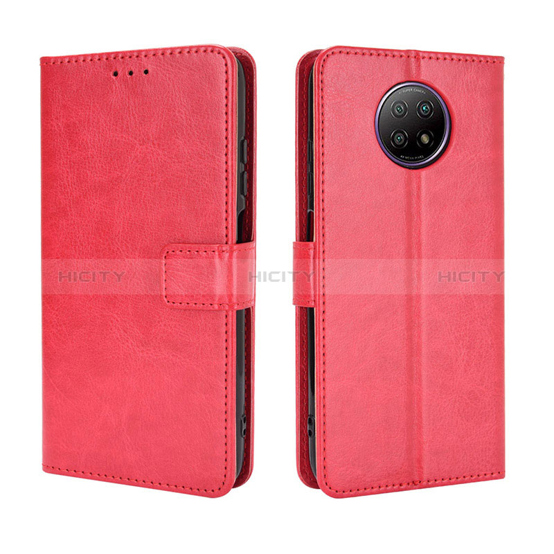 Funda de Cuero Cartera con Soporte Carcasa BY5 para Xiaomi Redmi Note 9 5G Rojo