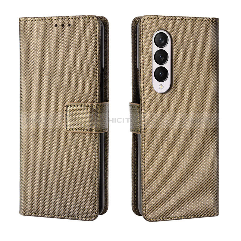 Funda de Cuero Cartera con Soporte Carcasa BY6 para Samsung Galaxy Z Fold3 5G Marron