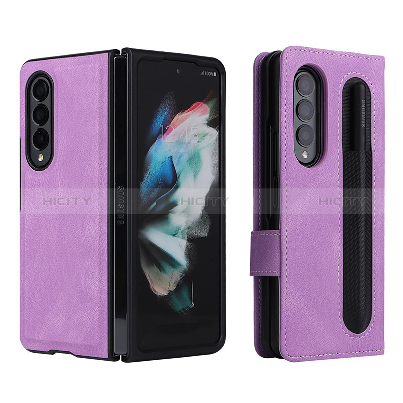 Funda de Cuero Cartera con Soporte Carcasa BY7 para Samsung Galaxy Z Fold3 5G Morado