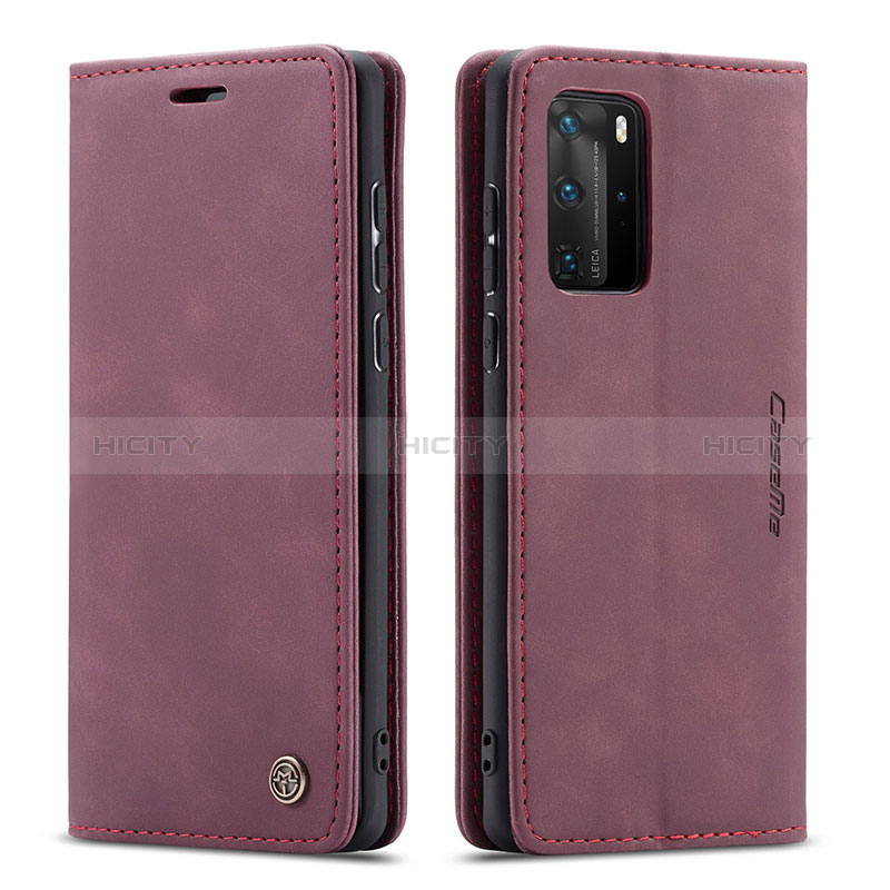 Funda de Cuero Cartera con Soporte Carcasa C01S para Huawei P40 Pro Rojo Rosa