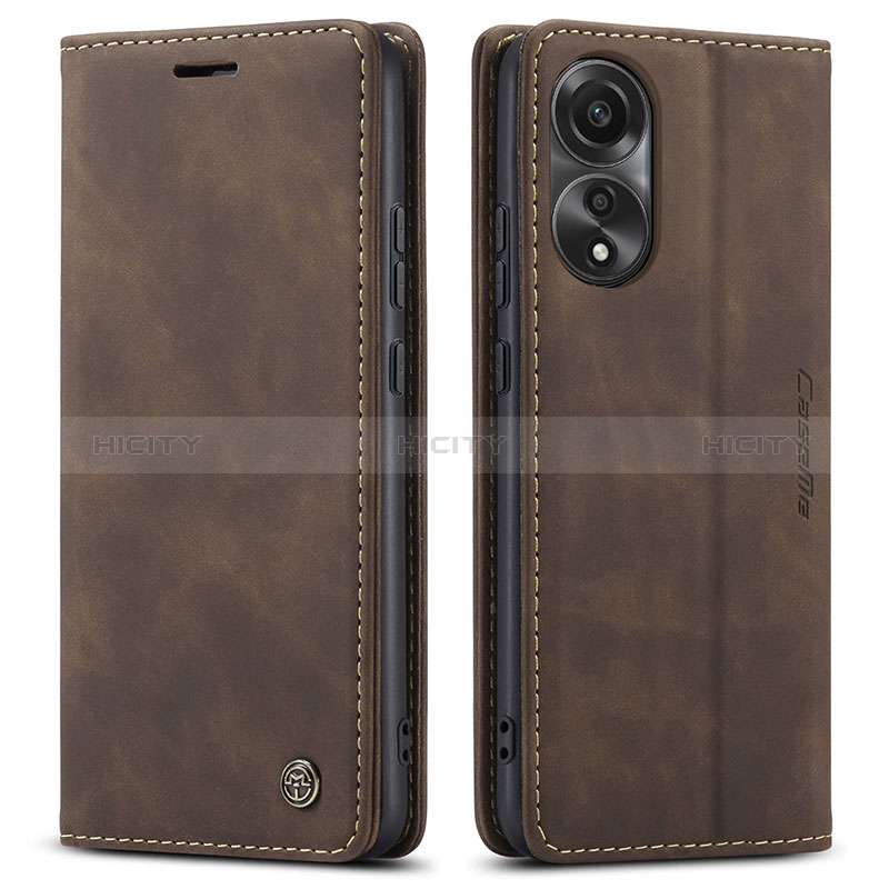 Funda de Cuero Cartera con Soporte Carcasa C01S para Oppo A78 4G Marron