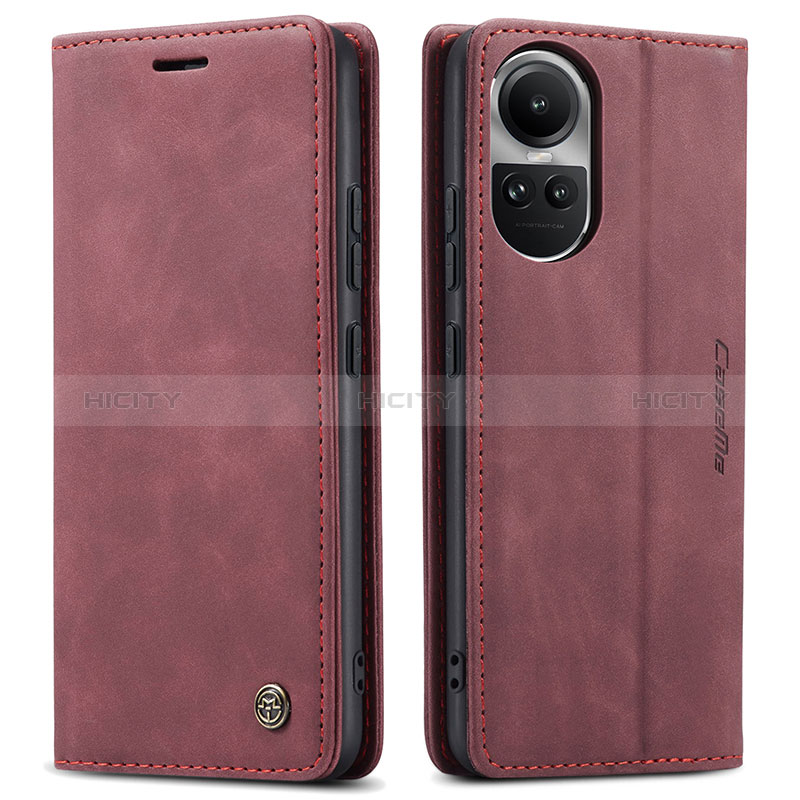 Funda de Cuero Cartera con Soporte Carcasa C01S para Oppo Reno10 5G Rojo Rosa