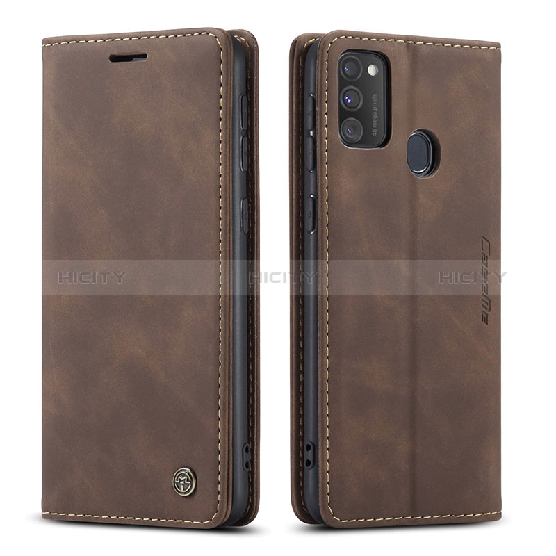 Funda de Cuero Cartera con Soporte Carcasa C01S para Samsung Galaxy M21 Marron