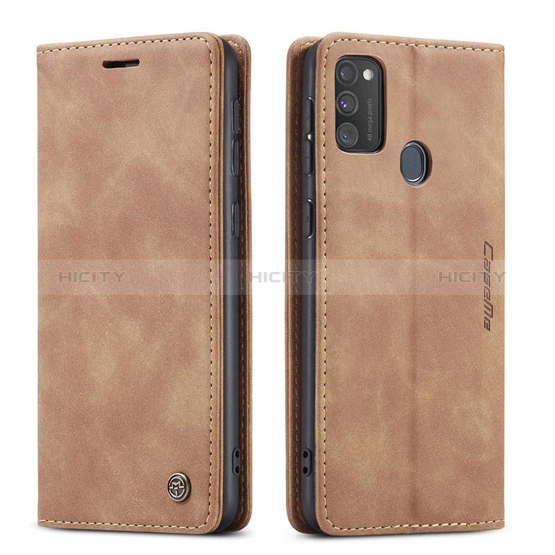 Funda de Cuero Cartera con Soporte Carcasa C01S para Samsung Galaxy M21 Marron Claro