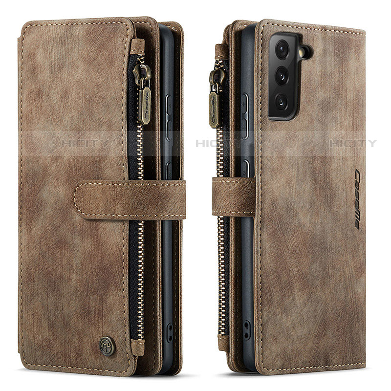 Funda de Cuero Cartera con Soporte Carcasa C01S para Samsung Galaxy S21 5G Marron