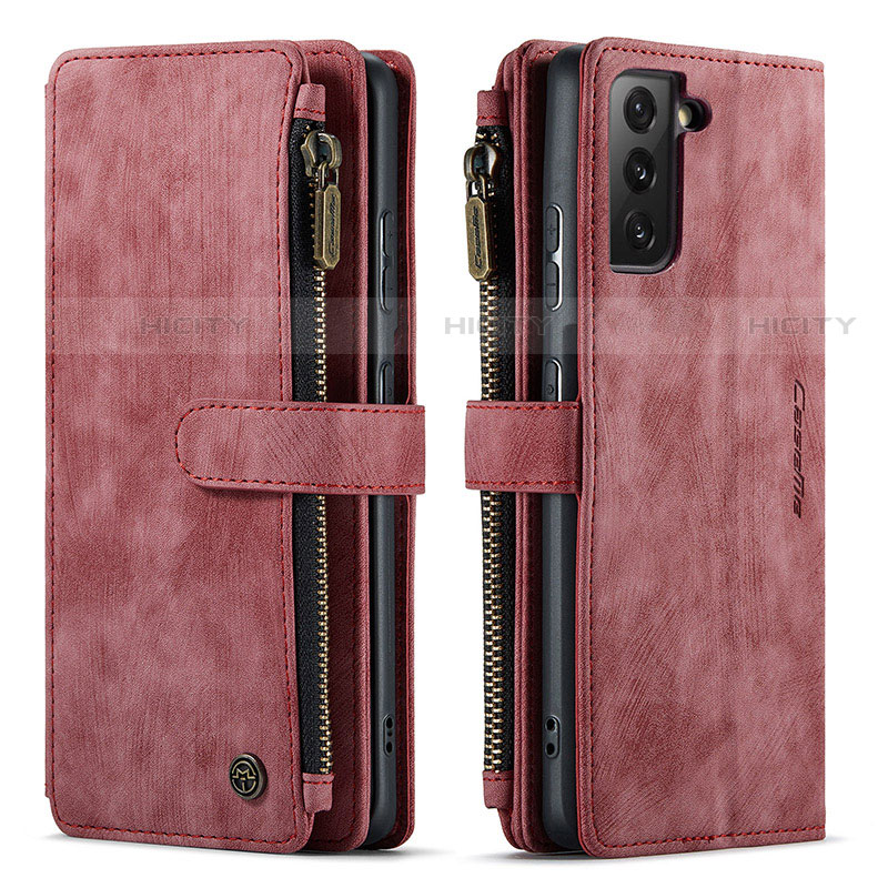 Funda de Cuero Cartera con Soporte Carcasa C01S para Samsung Galaxy S21 Plus 5G Rojo