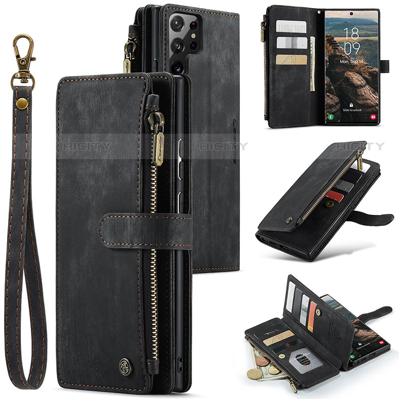 Funda de Cuero Cartera con Soporte Carcasa C01S para Samsung Galaxy S22 Ultra 5G