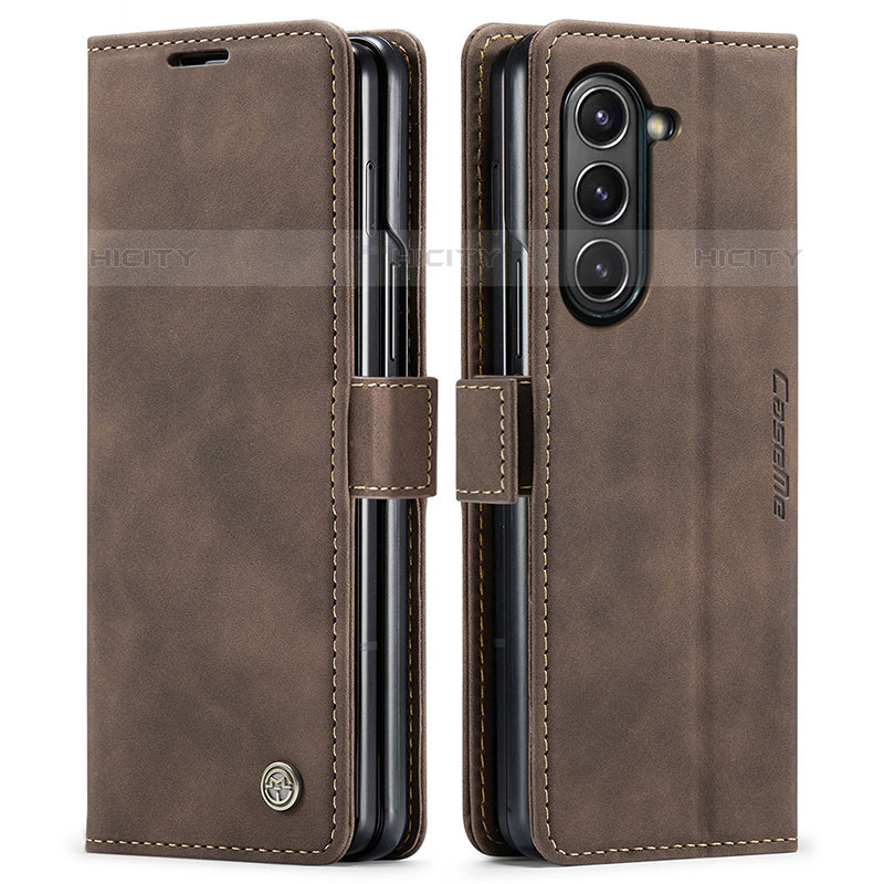 Funda de Cuero Cartera con Soporte Carcasa C01S para Samsung Galaxy Z Fold5 5G Marron