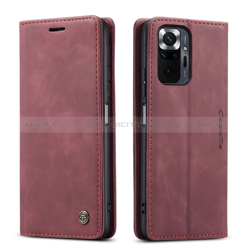 Funda de Cuero Cartera con Soporte Carcasa C01S para Xiaomi Redmi Note 10 Pro Max Rojo Rosa