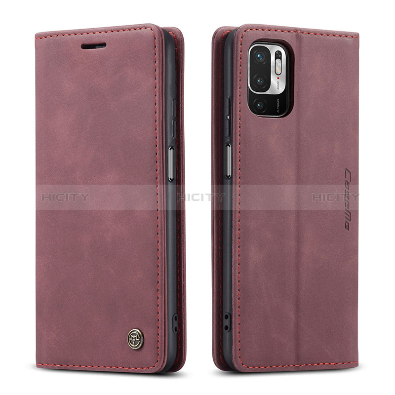 Funda de Cuero Cartera con Soporte Carcasa C01S para Xiaomi Redmi Note 10T 5G Rojo Rosa