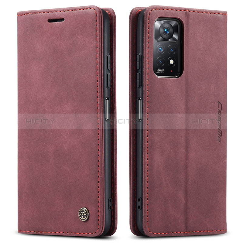 Funda de Cuero Cartera con Soporte Carcasa C01S para Xiaomi Redmi Note 11 Pro 4G Rojo Rosa