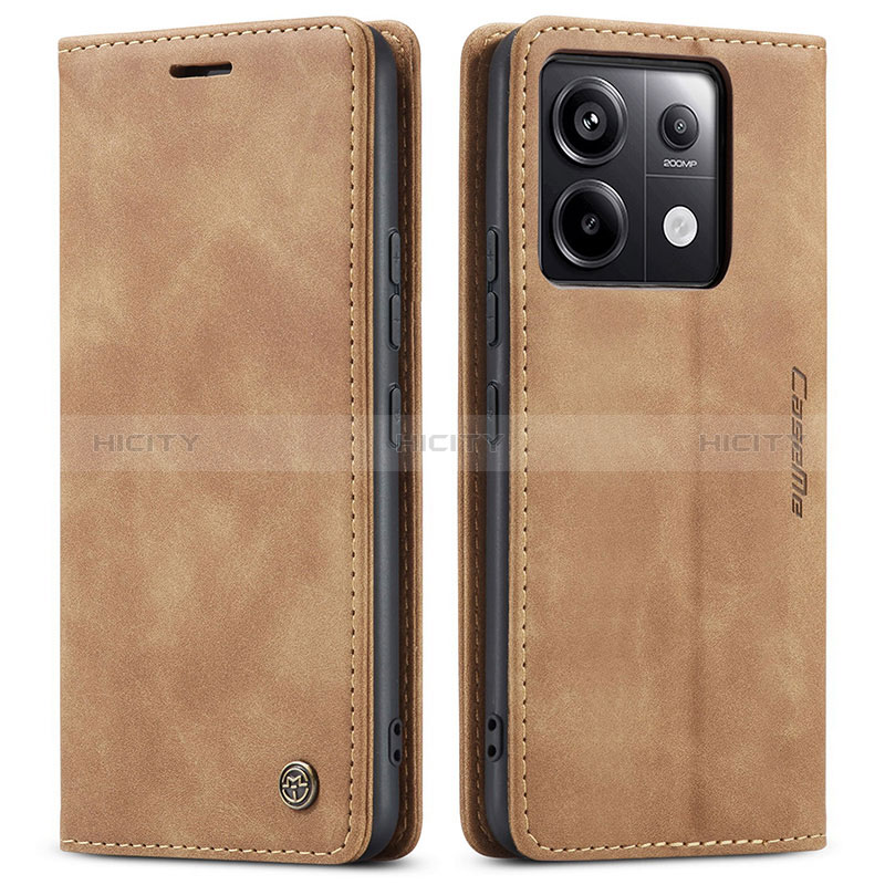 Funda de Cuero Cartera con Soporte Carcasa C01S para Xiaomi Redmi Note 13 Pro 5G Marron Claro