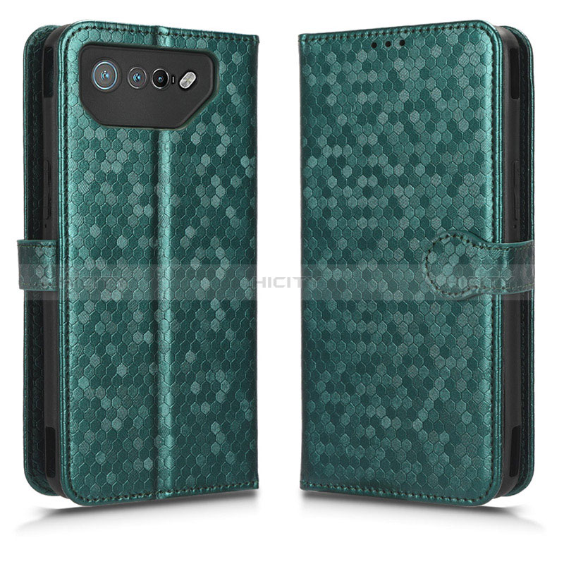 Funda de Cuero Cartera con Soporte Carcasa C01X para Asus ROG Phone 7 Pro Verde