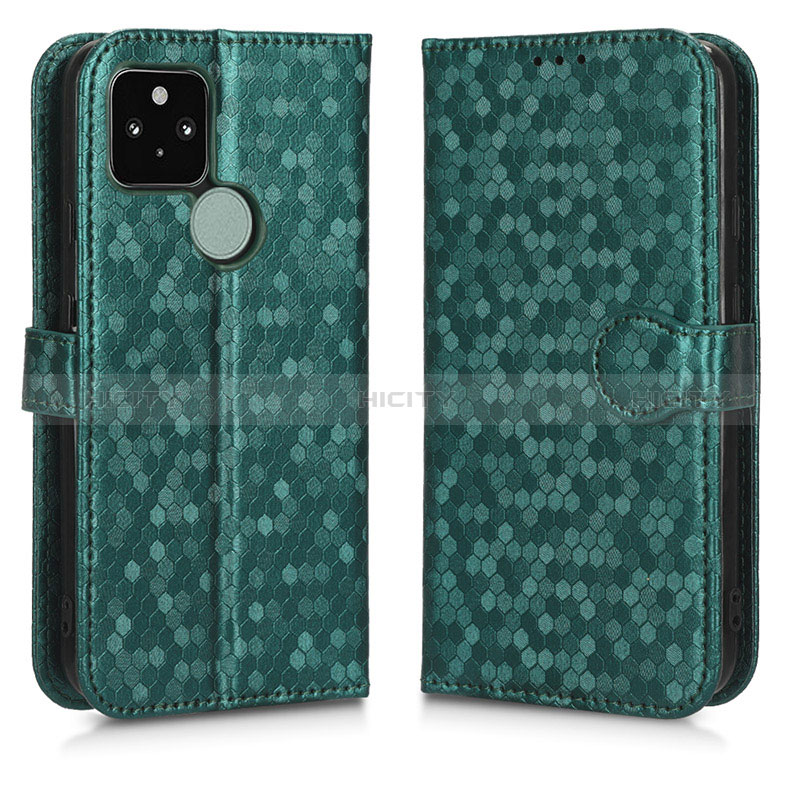 Funda de Cuero Cartera con Soporte Carcasa C01X para Google Pixel 5 Verde