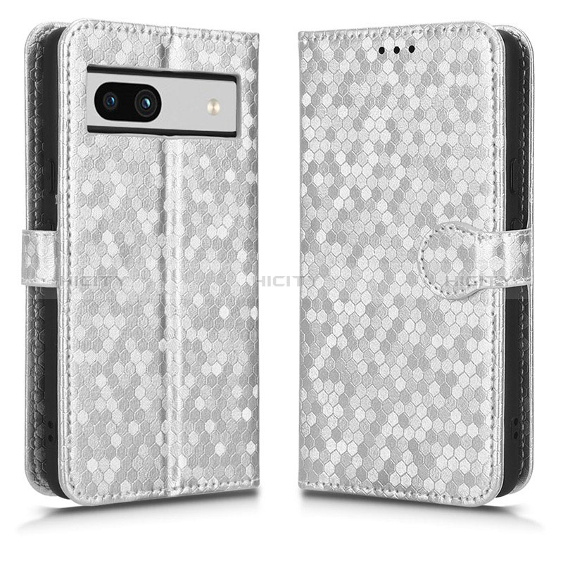 Funda de Cuero Cartera con Soporte Carcasa C01X para Google Pixel 7a 5G Plata