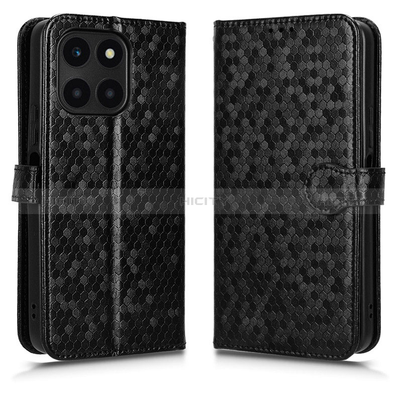 Funda de Cuero Cartera con Soporte Carcasa C01X para Huawei Honor X6a Negro