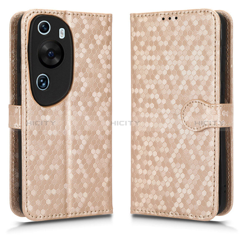 Funda de Cuero Cartera con Soporte Carcasa C01X para Huawei P60 Art Oro