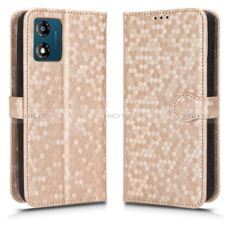 Funda de Cuero Cartera con Soporte Carcasa C01X para Motorola Moto E13 Oro