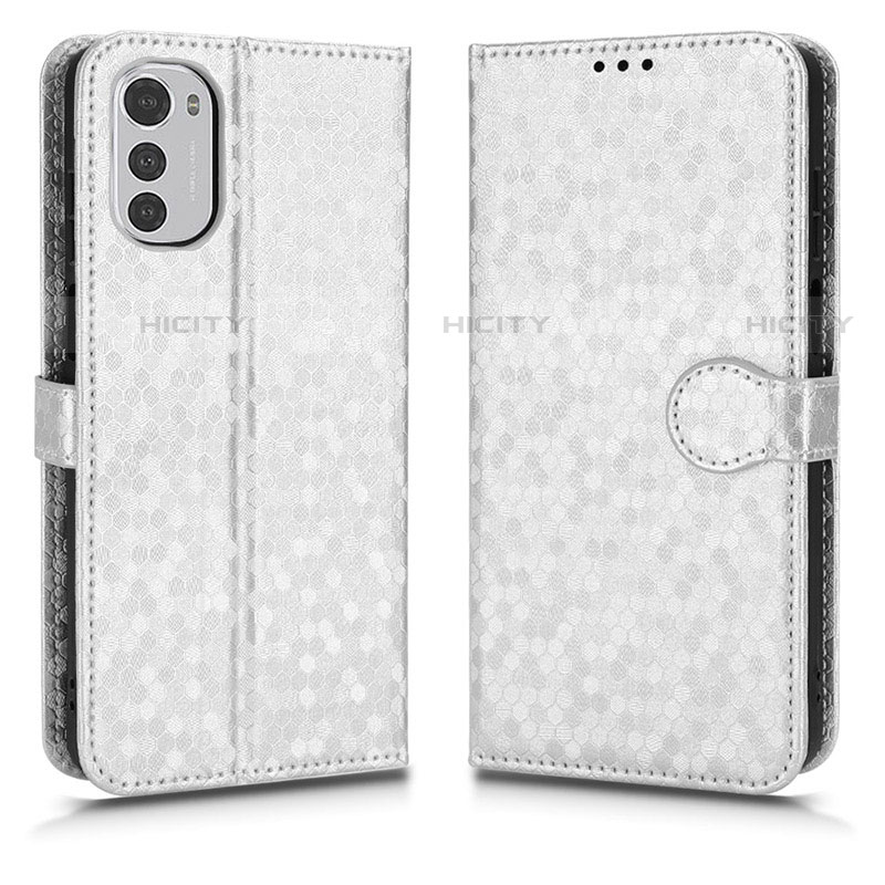 Funda de Cuero Cartera con Soporte Carcasa C01X para Motorola Moto E32 Plata