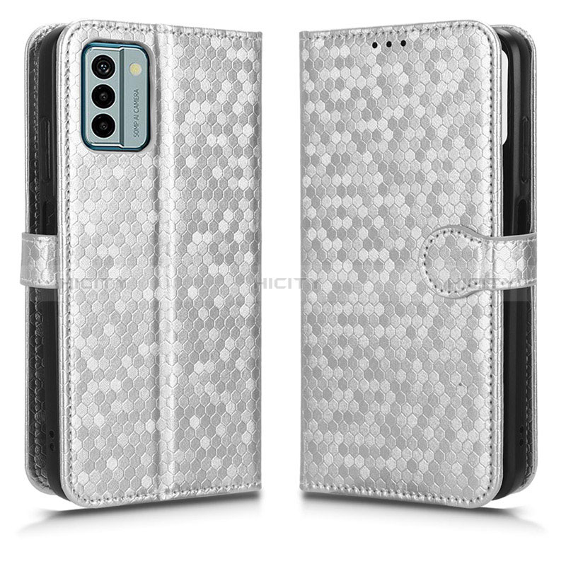 Funda de Cuero Cartera con Soporte Carcasa C01X para Nokia G22 Plata