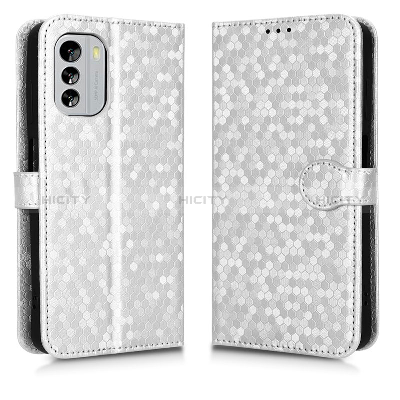 Funda de Cuero Cartera con Soporte Carcasa C01X para Nokia G60 5G Plata