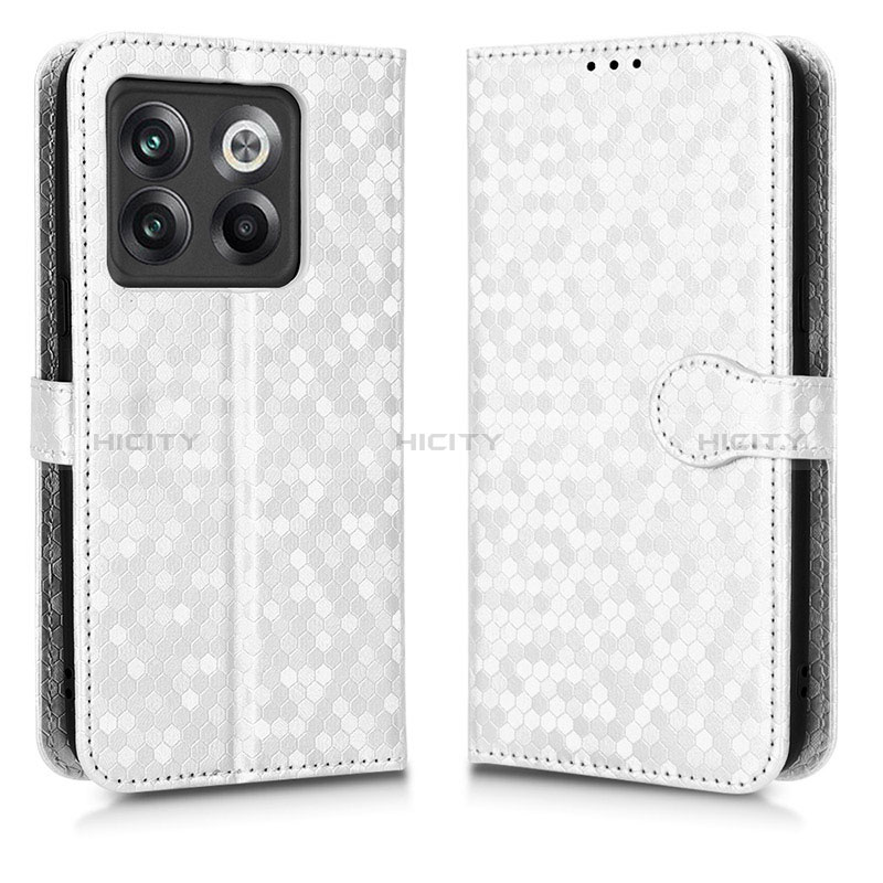 Funda de Cuero Cartera con Soporte Carcasa C01X para OnePlus 10T 5G Plata