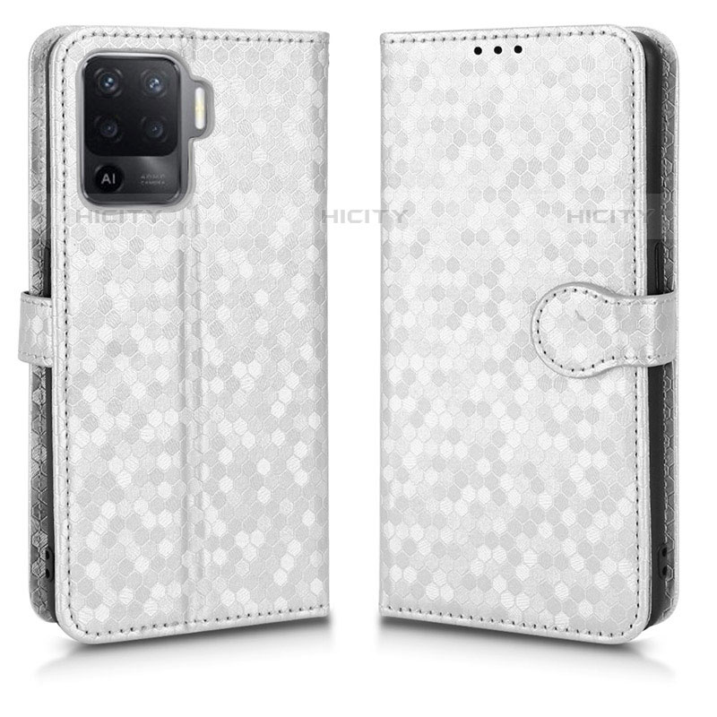 Funda de Cuero Cartera con Soporte Carcasa C01X para Oppo A95 5G Plata