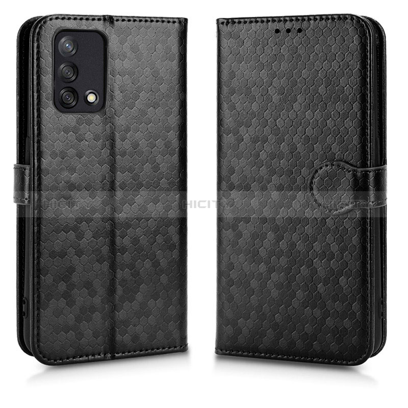 Funda de Cuero Cartera con Soporte Carcasa C01X para Oppo F19 Negro