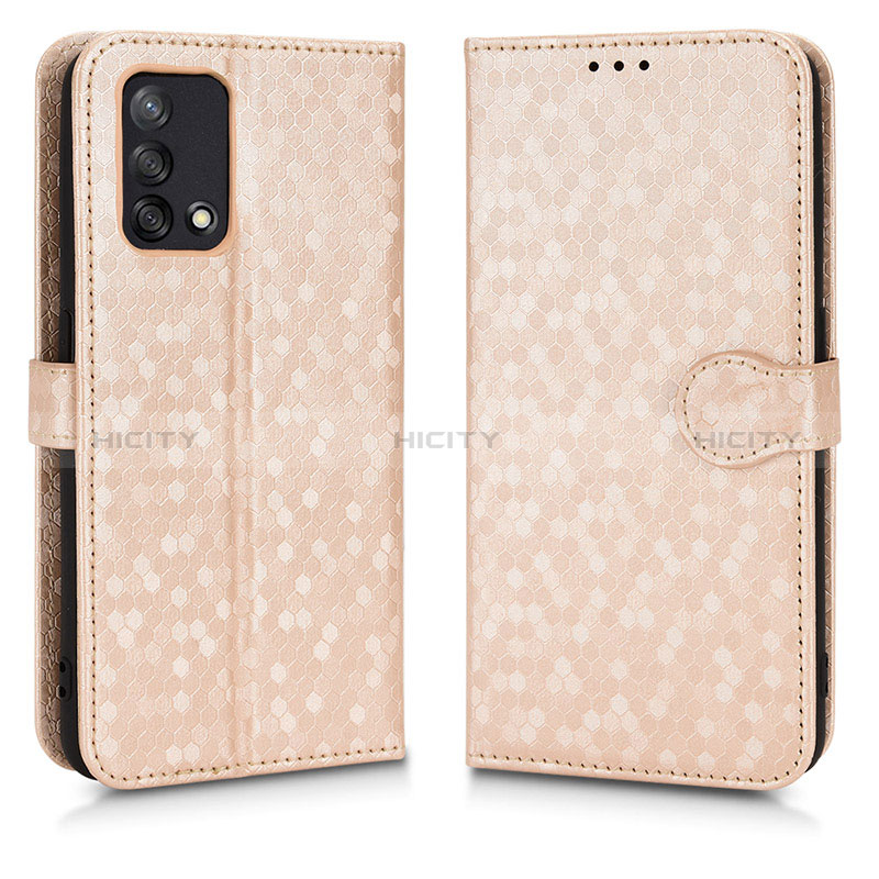 Funda de Cuero Cartera con Soporte Carcasa C01X para Oppo F19s Oro