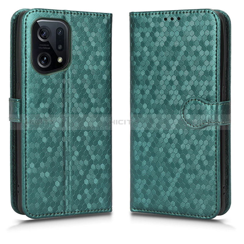 Funda de Cuero Cartera con Soporte Carcasa C01X para Oppo Find X5 5G Verde