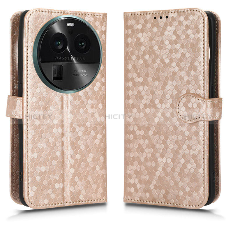 Funda de Cuero Cartera con Soporte Carcasa C01X para Oppo Find X6 Pro 5G Oro