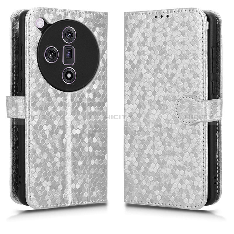 Funda de Cuero Cartera con Soporte Carcasa C01X para Oppo Find X7 5G Plata