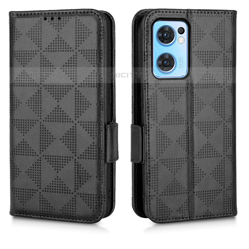 Funda de Cuero Cartera con Soporte Carcasa C01X para Oppo Reno7 5G Negro