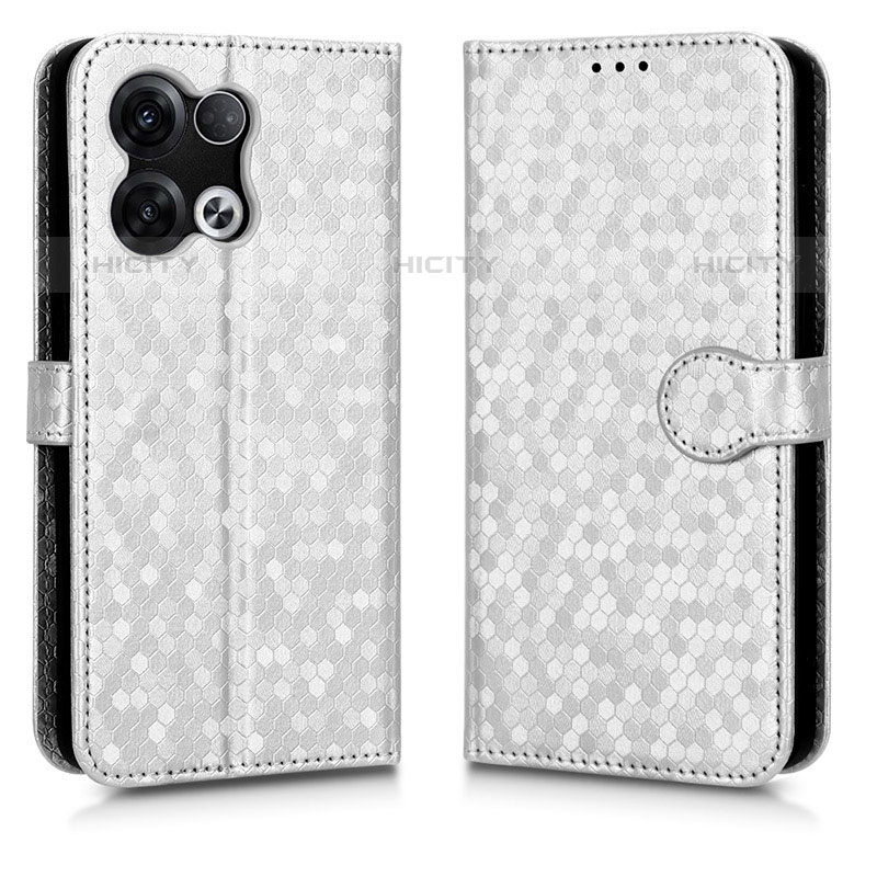 Funda de Cuero Cartera con Soporte Carcasa C01X para Oppo Reno8 Pro 5G Plata