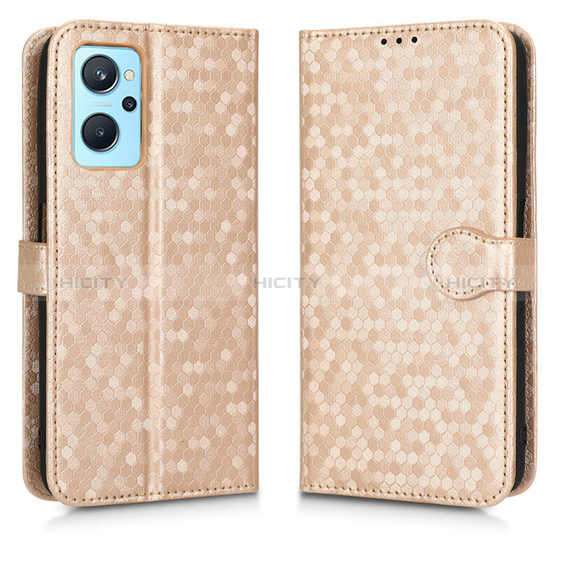 Funda de Cuero Cartera con Soporte Carcasa C01X para Realme 9i 4G Oro