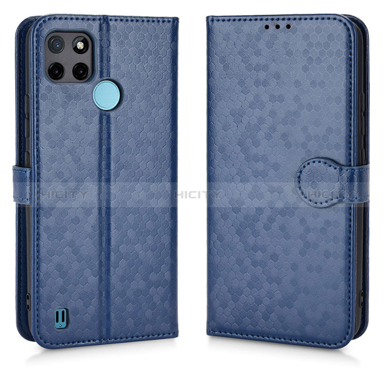 Funda de Cuero Cartera con Soporte Carcasa C01X para Realme C21Y Azul