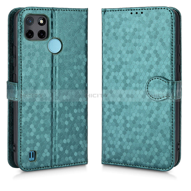 Funda de Cuero Cartera con Soporte Carcasa C01X para Realme C21Y Verde