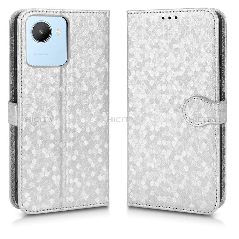 Funda de Cuero Cartera con Soporte Carcasa C01X para Realme C30 Plata