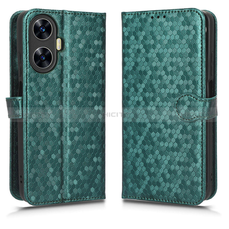 Funda de Cuero Cartera con Soporte Carcasa C01X para Realme C55 Verde