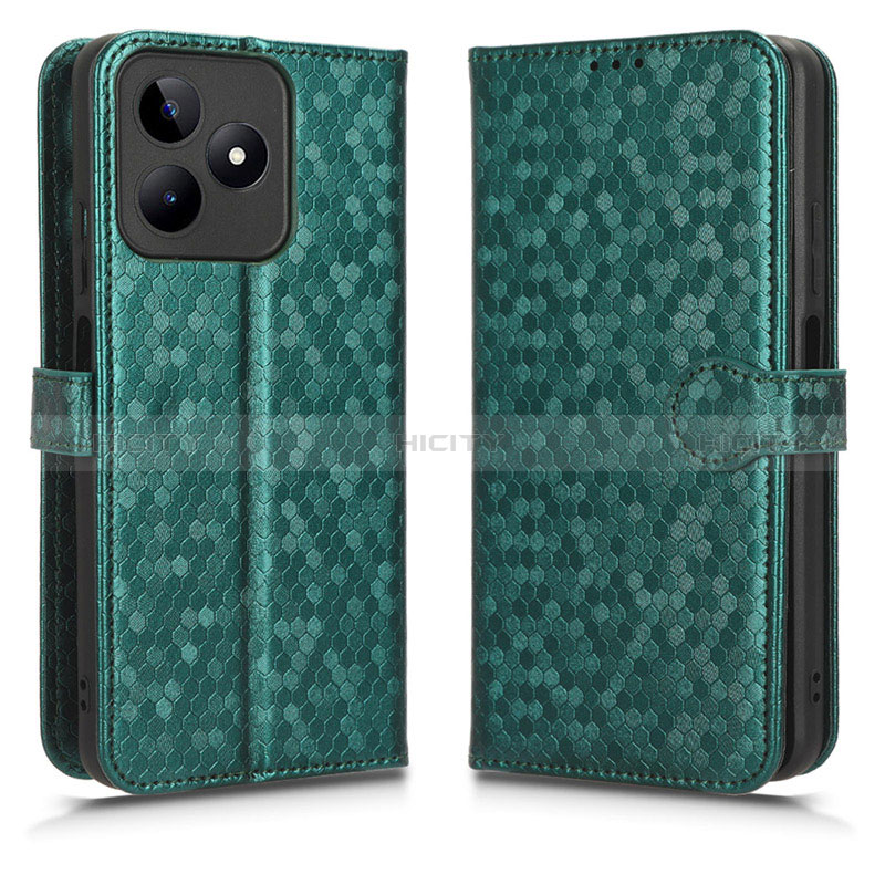 Funda de Cuero Cartera con Soporte Carcasa C01X para Realme C67 Verde