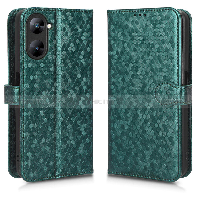 Funda de Cuero Cartera con Soporte Carcasa C01X para Realme V30t 5G Verde