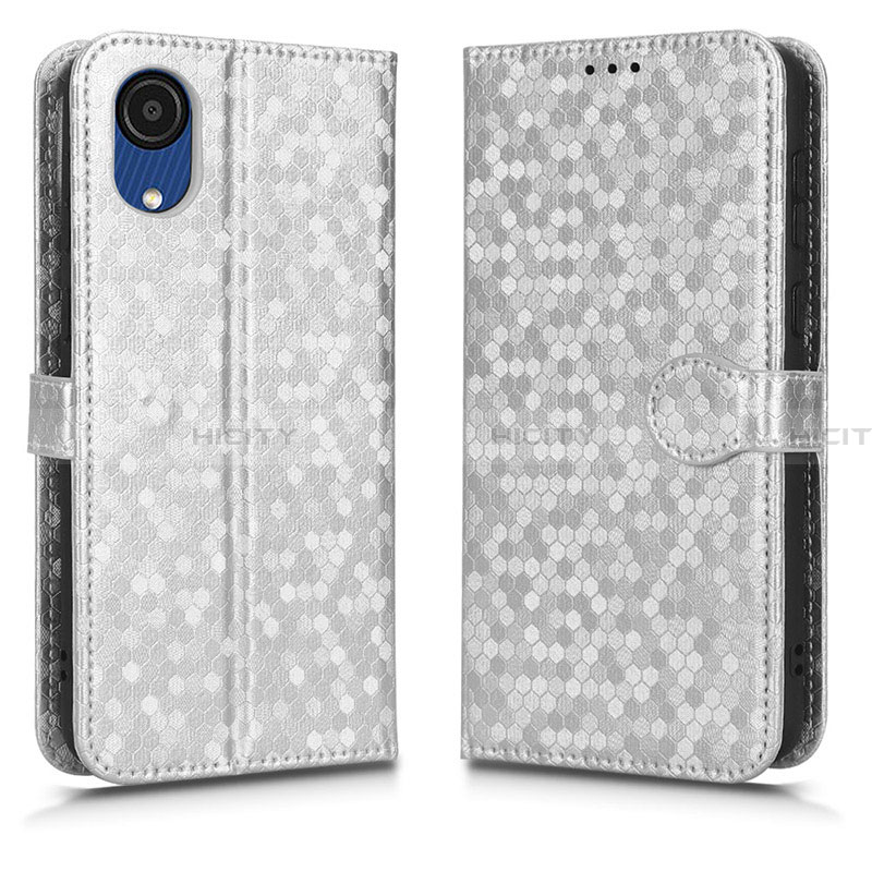 Funda de Cuero Cartera con Soporte Carcasa C01X para Samsung Galaxy A03 Core Plata