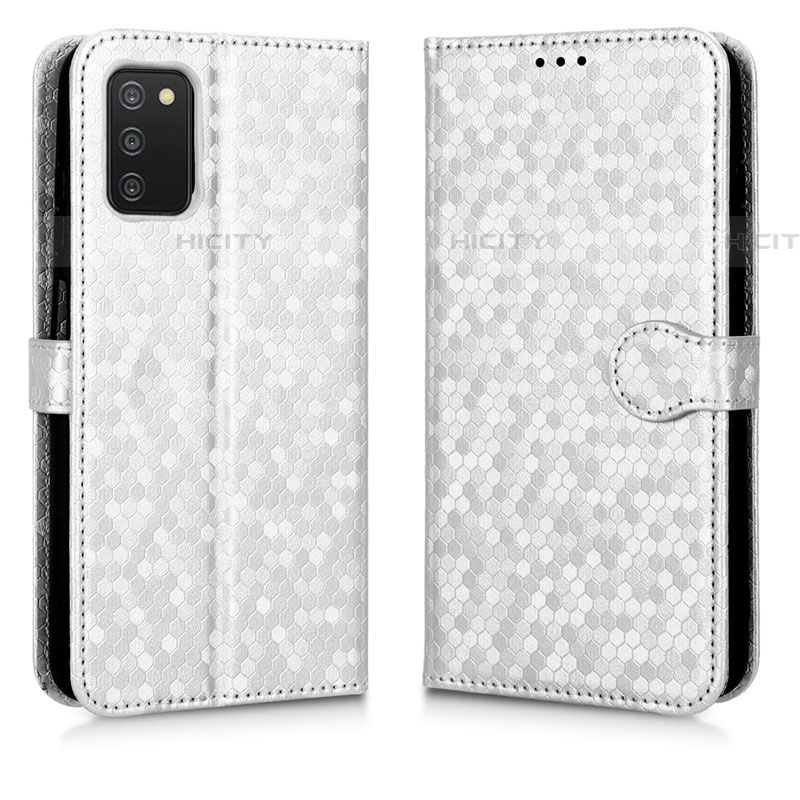 Funda de Cuero Cartera con Soporte Carcasa C01X para Samsung Galaxy A03s Plata