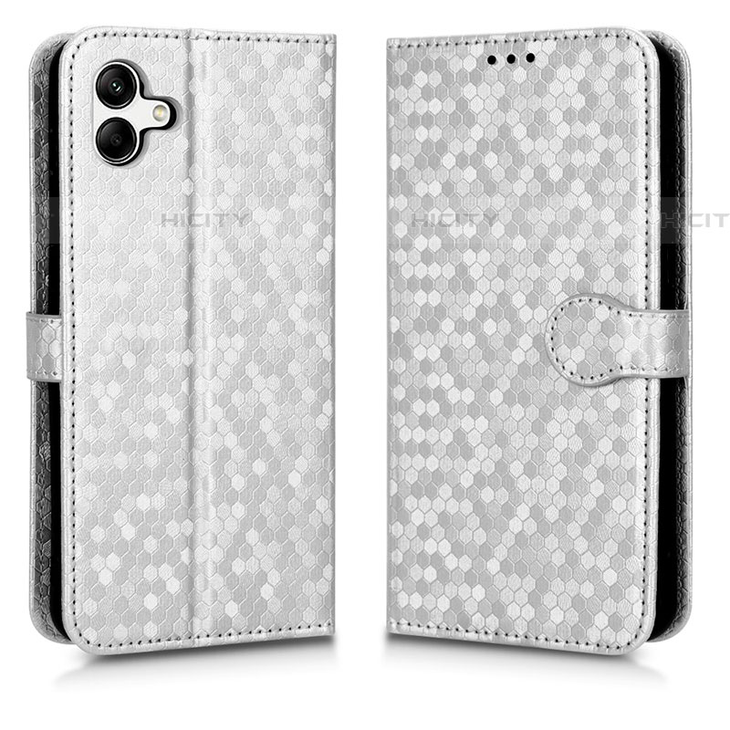 Funda de Cuero Cartera con Soporte Carcasa C01X para Samsung Galaxy A04E Plata