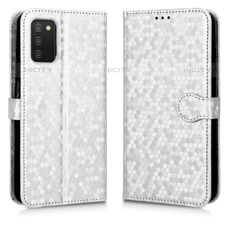 Funda de Cuero Cartera con Soporte Carcasa C01X para Samsung Galaxy M02s Plata