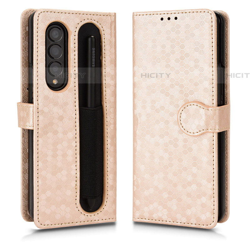 Funda de Cuero Cartera con Soporte Carcasa C01X para Samsung Galaxy Z Fold4 5G Oro