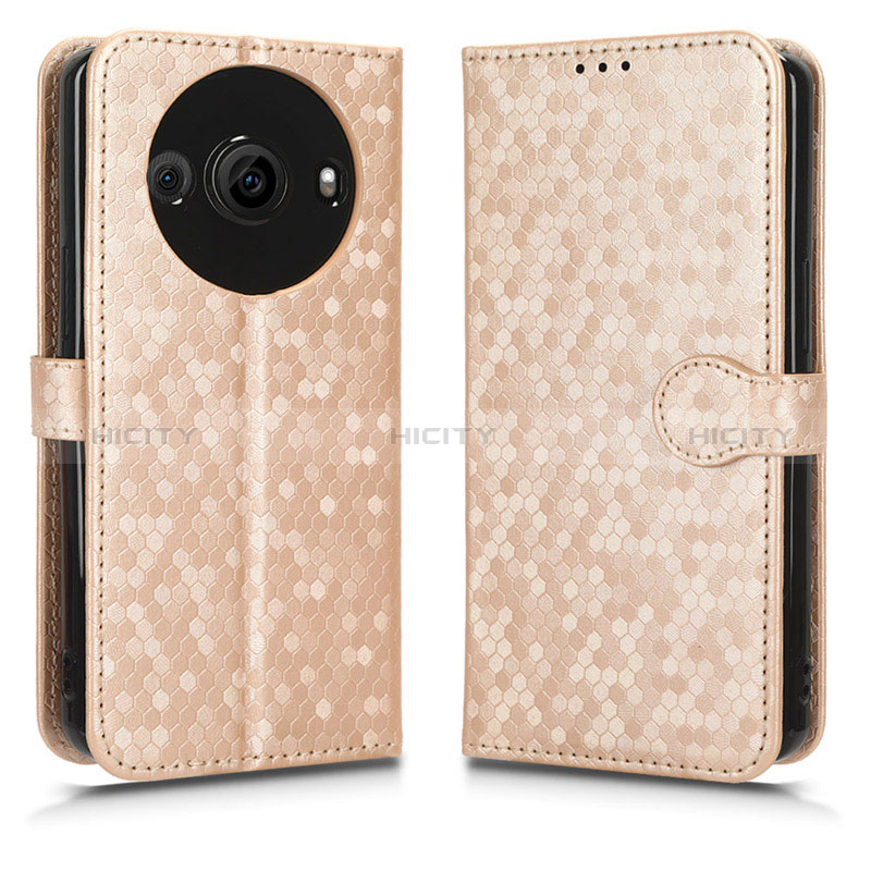 Funda de Cuero Cartera con Soporte Carcasa C01X para Sharp Aquos R8 Pro Oro